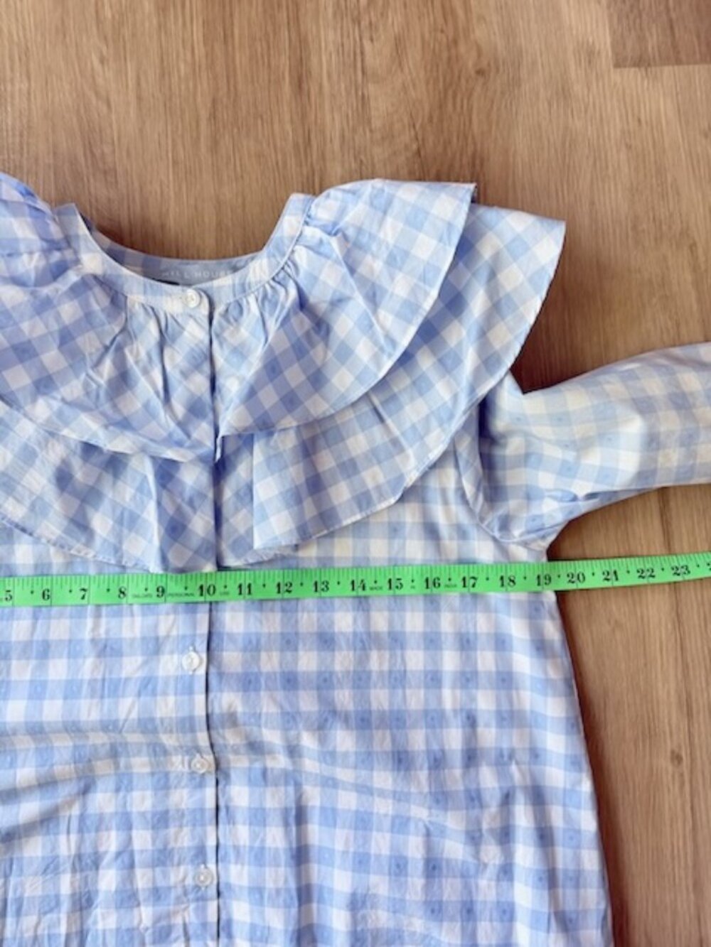 Hill House Colette Gingham Dress XS Blue Ruffle - Picture 6 of 10